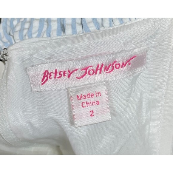 Vintage Betsey Johnson Seersucker Dress Blue White 2 Y2K - Picture 11 of 16